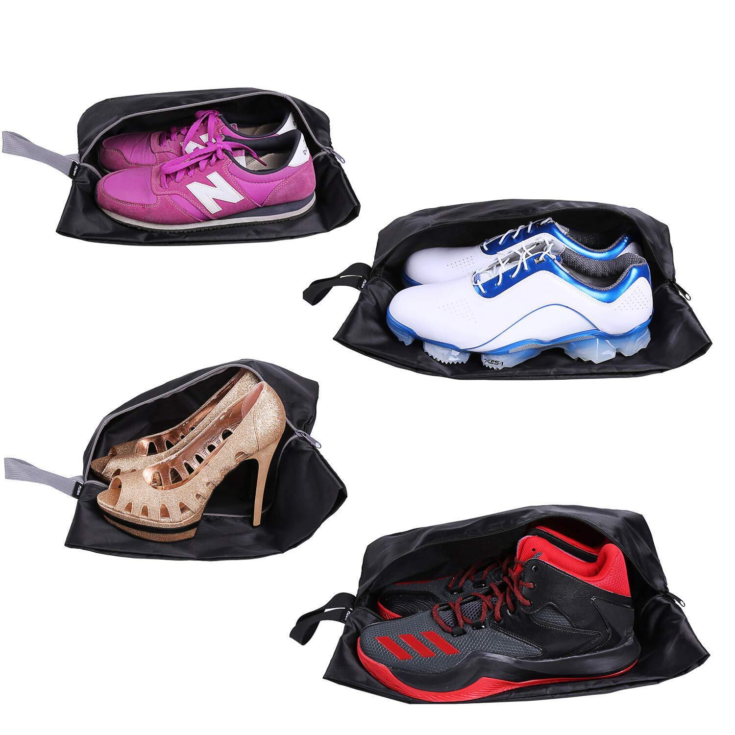 Astonishing Set of 4 Waterproof Nylon Travel Shoe Bags, Black, Men & Women, Zippered on eBay