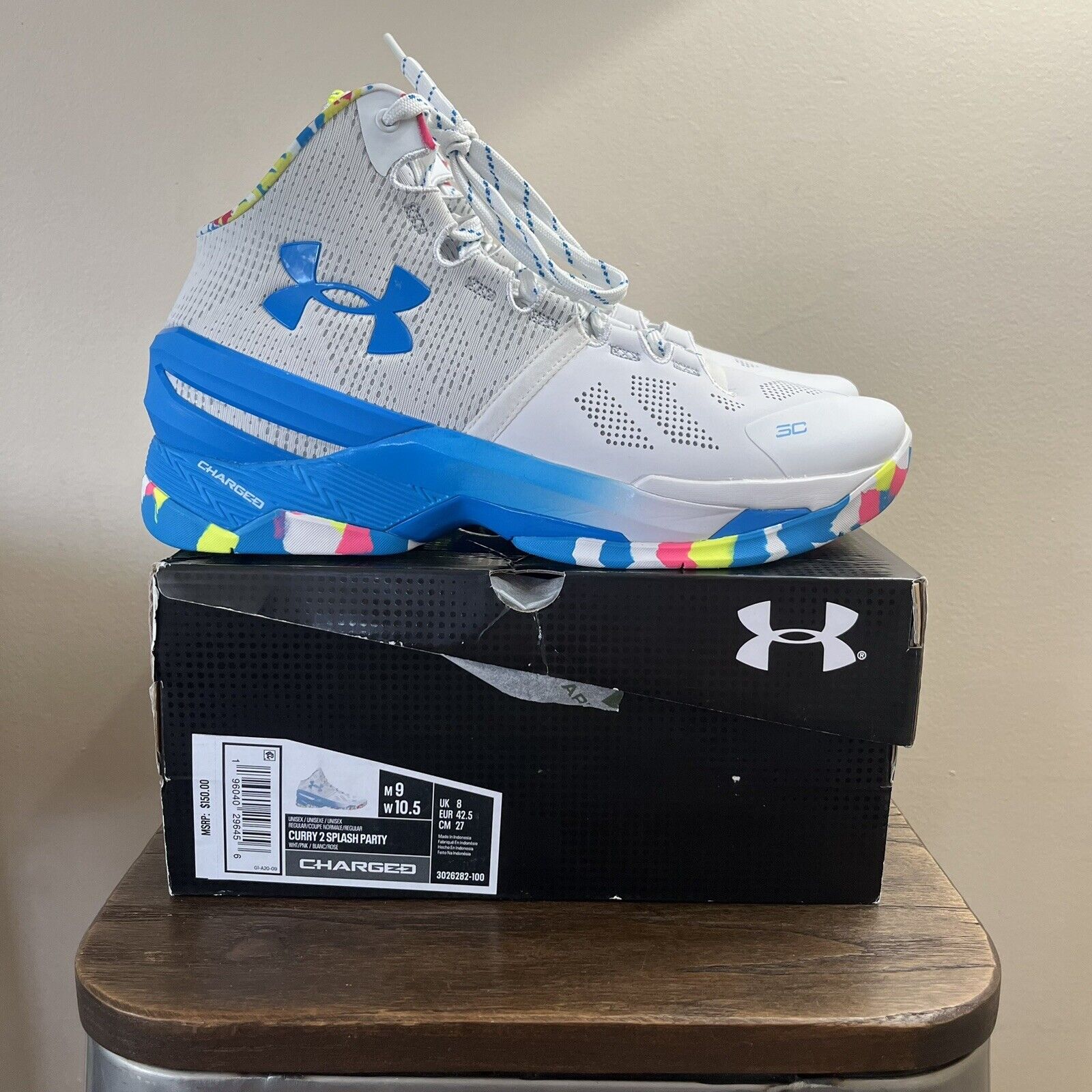 Huge Under Armour Curry 2 Splash Party White Basketball Shoes 3026282-100 Size 9 on eBay