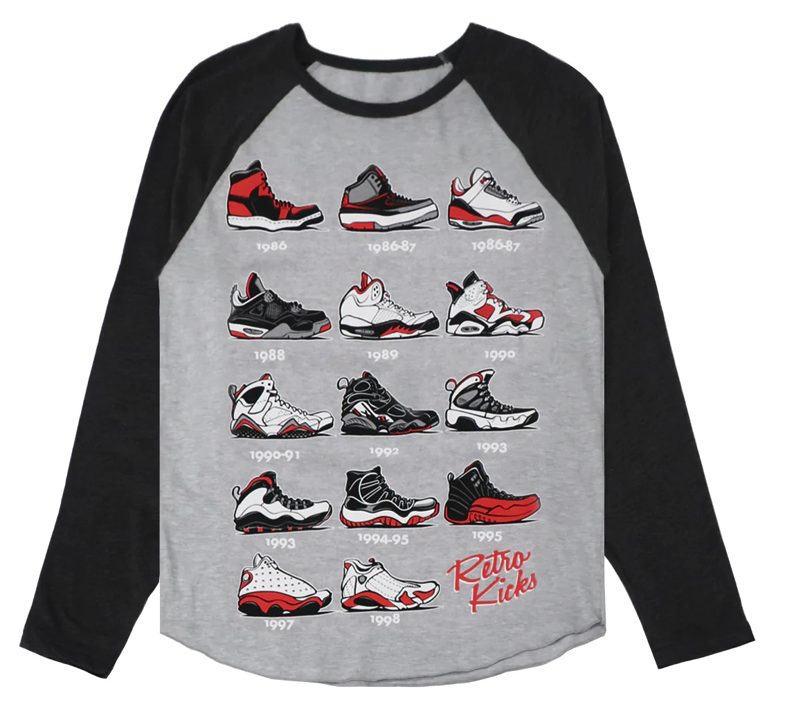Elegant Retro Kicks Men’s Evolution of Jordan Shoes Graphic Long Sleeve Tee T-Shirt on eBay
